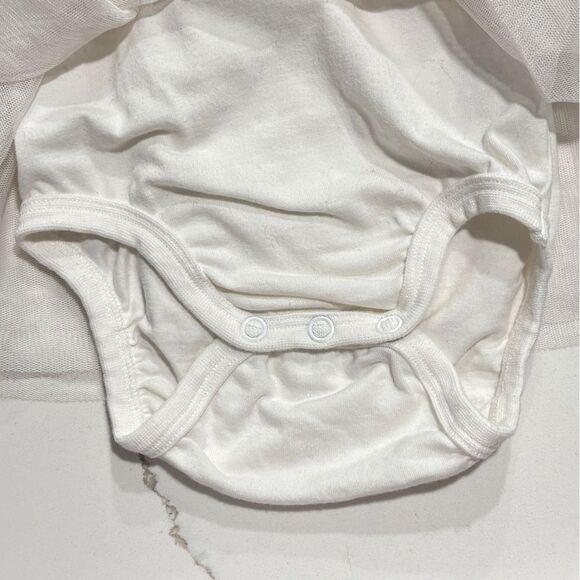 H&M | White Long Sleeve One Piece Tulle Sparkly Infant Baby Girls Dress 4-6M - Picture 4 of 14